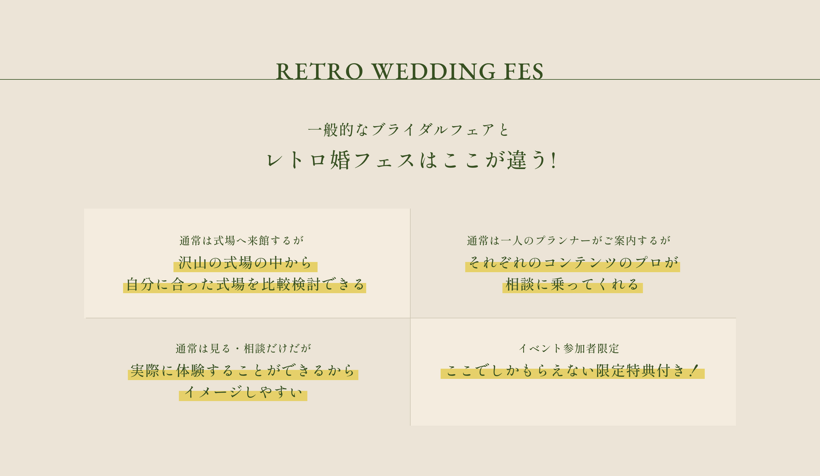 一般的なブライダルフェアとレトロ婚フェスはここが違う!